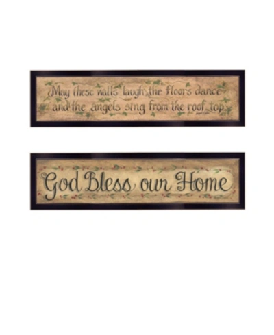 Trendy Decor 4u Blessed Home 2-piece Vignette By Gail Eads, Black Frame, 20" X 6" In Multi