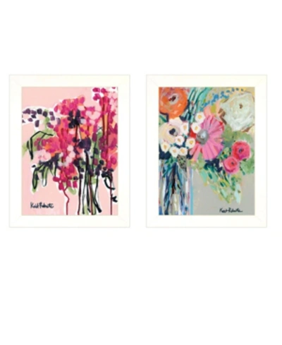 Trendy Decor 4u Garden Flowers 2-piece Vignette By Kait Roberts, White Frame, 15" X 19" In Multi
