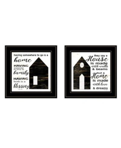 Trendy Decor 4u House/blessing 2-piece Vignette By Cindy Jacobs, Black Frame, 15" X 15" In Multi