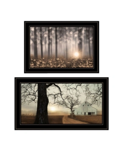 Trendy Decor 4u Enchanted Sunrise 2-piece Vignette By Lori Deiter, Black Frame, 27" X 15" In Multi