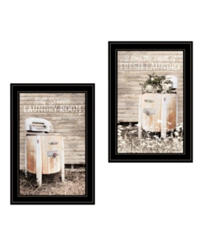 Trendy Decor 4u Laundry Room 2-piece Vignette By Lori Deiter, Black Frame, 15" X 21" In Multi