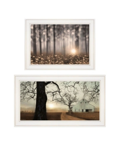 Trendy Decor 4u Enchanted Sunrise 2-piece Vignette By Lori Deiter, White Frame, 27" X 15" In Multi