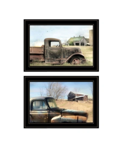 Trendy Decor 4u Vintage-like Farm Trucks 2-piece Vignette By Lori Deiter, Black Frame, 21" X 15" In Multi