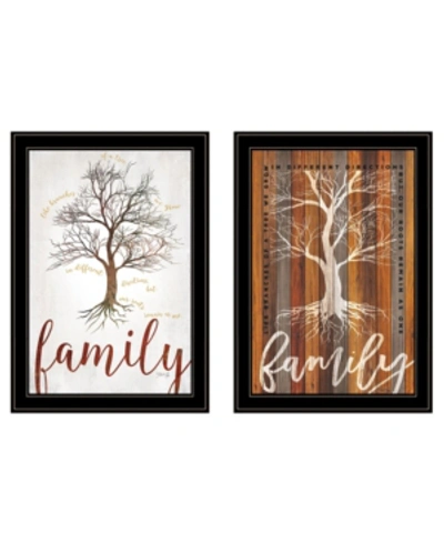 Trendy Decor 4u Family Tree/ Roots 2-piece Vignette By Marla Rae, Black Frame, 15" X 21" In Multi