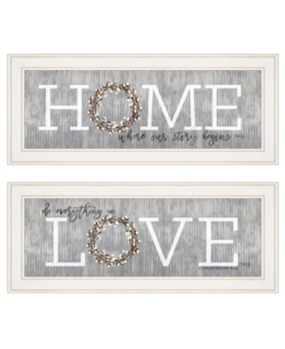 Trendy Decor 4u Where Our Story Begins 2-piece Vignette By Marla Rae, White Frame, 27" X 11" In Multi
