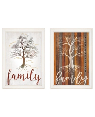 Trendy Decor 4u Family Tree/ Roots 2-piece Vignette By Marla Rae, White Frame, 15" X 21" In Multi