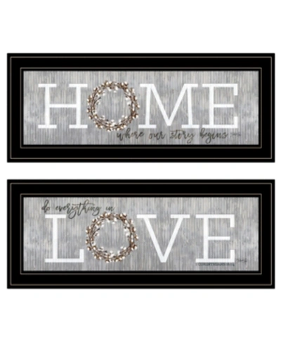Trendy Decor 4u Where Our Story Begins 2-piece Vignette By Marla Rae, Black Frame, 27" X 11" In Multi