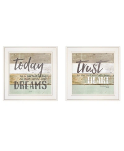 Trendy Decor 4u Trusting In The Lord 2-piece Vignette By Marla Rae, White Frame, 15" X 15" In Multi