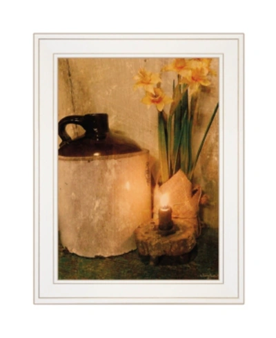 Trendy Decor 4u Daffodils By Candlelight By Anthony Smith, Ready To Hang Framed Print, White Frame, 15" X 21" In Multi