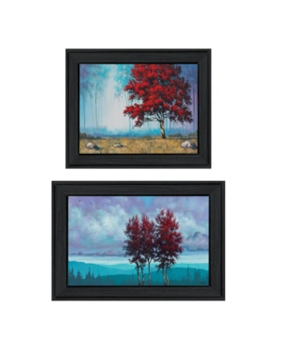 Trendy Decor 4u Red Trees 2-piece Vignette By Tim Gagnon, Black Frame, 21" X 15" In Multi