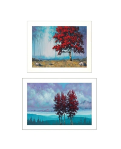 Trendy Decor 4u Red Trees 2-piece Vignette By Tim Gagnon, White Frame, 21" X 15" In Multi