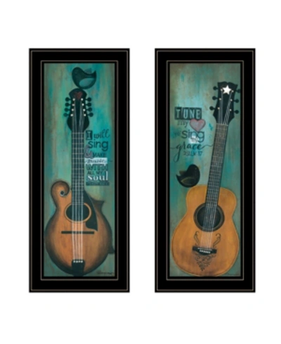 Trendy Decor 4u Tune My Heart And I Will Sing 2-piece Vignette By Tonya Crawford, Black Frame, 9" X 21" In Multi