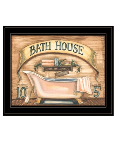 Trendy Decor 4u Bath House By Becca Barton, Ready To Hang Framed Print, Black Frame, 13" X 11" In Multi