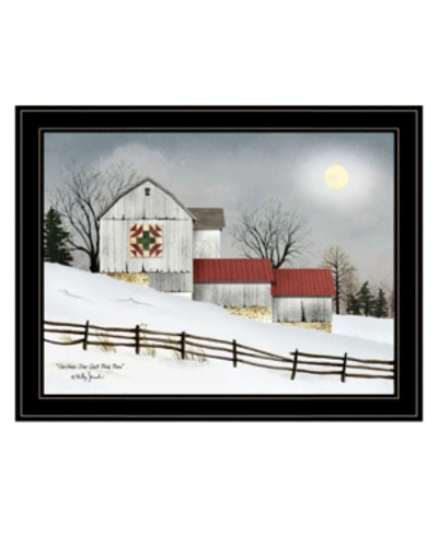Trendy Decor 4u Christmas Star Quilt Block Barn By Billy Jacobs, Ready To Hang Framed Print, Black Frame, 27" X 21" In Multi