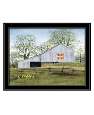Trendy Decor 4u Tulip Quilt Block Barn By Billy Jacobs, Ready To Hang Framed Print, Black Frame, 27" X 21" In Multi