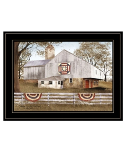 Trendy Decor 4u American Star Quilt Block Barn By Billy Jacobs, Ready To Hang Framed Print, Black Frame, 19" X 15" In Multi