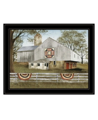 Trendy Decor 4u American Star Quilt Block Barn By Billy Jacobs, Ready To Hang Framed Print, Black Frame, 27" X 21" In Multi