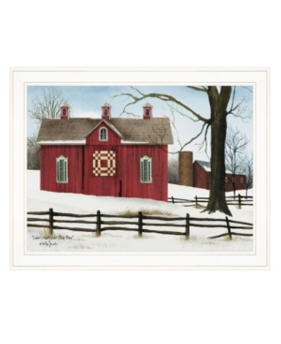 Trendy Decor 4u Lover's Knot Quilt Block Barn By Billy Jacobs, Ready To Hang Framed Print, White Frame, 27" X 21" In Multi