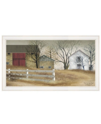 Trendy Decor 4u The Old Stone Barn By Billy Jacobs, Ready To Hang Framed Print, White Frame, 33" X 19" In Multi