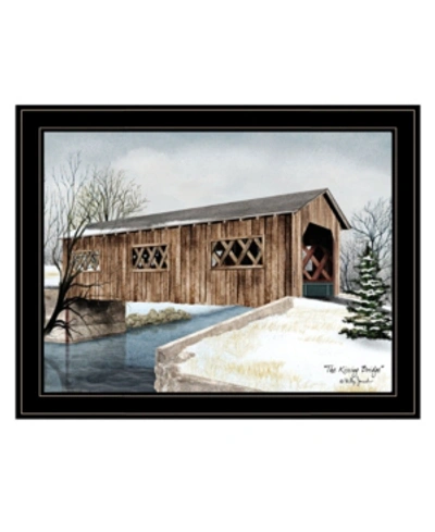 Trendy Decor 4u The Kissing Bridge By Billy Jacobs, Ready To Hang Framed Print, Black Frame, 27" X 21" In Multi