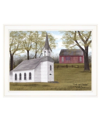 Trendy Decor 4u Faith And Freedom By Billy Jacobs, Ready To Hang Framed Print, White Frame, 27" X 21" In Multi
