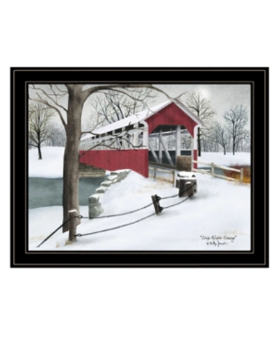 Trendy Decor 4u Crisp Winter Evening By Billy Jacobs, Ready To Hang Framed Print, Black Frame, 27" X 21" In Multi