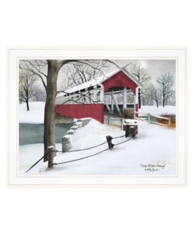 Trendy Decor 4u Crisp Winter Evening By Billy Jacobs, Ready To Hang Framed Print, White Frame, 27" X 21" In Multi