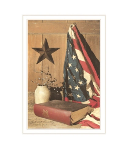 Trendy Decor 4u God And Country By Billy Jacobs, Ready To Hang Framed Print, White Frame, 23" X 33" In Multi