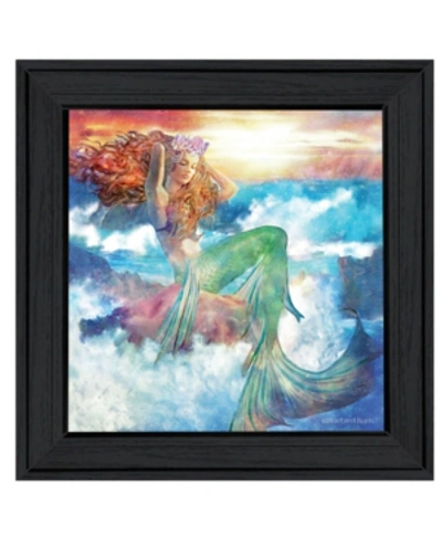 Trendy Decor 4u Sunset Mermaid By Bluebird Barn, Ready To Hang Framed Print, Black Frame, 15" X 15" In Multi