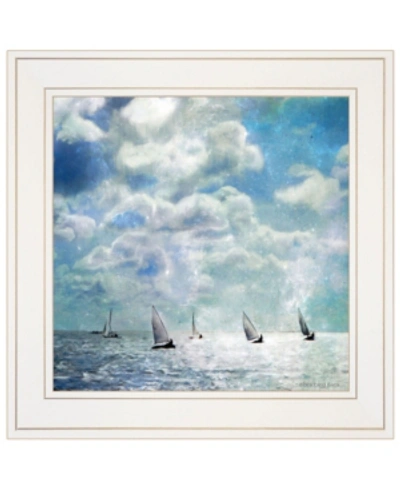 Trendy Decor 4u Sailing White Waters By Bluebird Barn Group, Ready To Hang Framed Print, White Frame, 15" X 15" In Multi