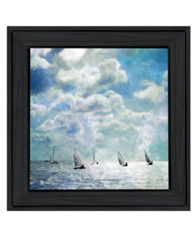 Trendy Decor 4u Sailing White Waters By Bluebird Barn Group, Ready To Hang Framed Print, Black Frame, 15" X 15" In Multi