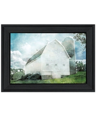 Trendy Decor 4u White Barn By Bluebird Barn, Ready To Hang Framed Print, Black Frame, 19" X 15" In Multi