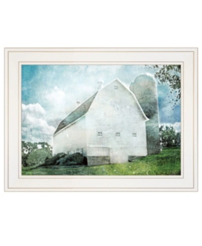 Trendy Decor 4u White Barn By Bluebird Barn, Ready To Hang Framed Print, White Frame, 19" X 15" In Multi