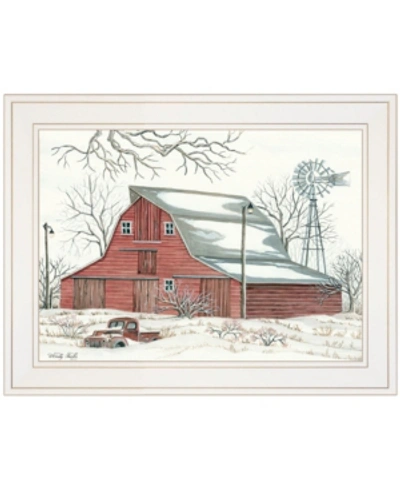 Trendy Decor 4u Winter Barn With Pickup Truck By Cindy Jacobs, Ready To Hang Framed Print, White Frame, 19" X 15" In Multi