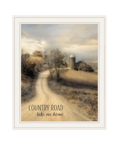 Trendy Decor 4u Country Road Take Me Home By Lori Deiter, Ready To Hang Framed Print, White Frame, 21" X 27" In Multi