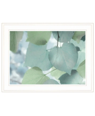 Trendy Decor 4u Aqua Leaves By Lori Deiter, Ready To Hang Framed Print, White Frame, 21" X 15" In Multi