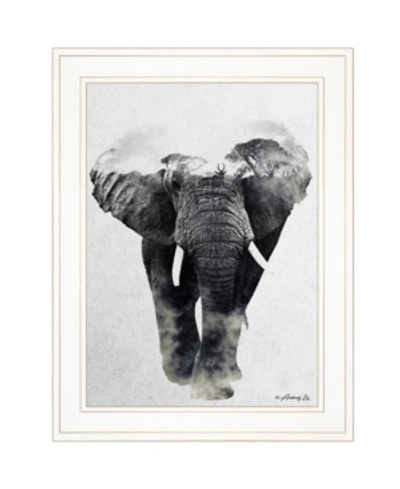 Trendy Decor 4u Elephant Walk By Andreas Lie, Ready To Hang Framed Print, White Frame, 15" X 19" In Multi