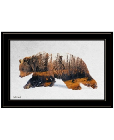 Trendy Decor 4u Traveling Bear By Andreas Lie, Ready To Hang Framed Print, Black Frame, 21" X 15" In Multi