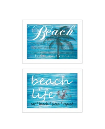 Trendy Decor 4u Beach Life 2-piece Vignette By Cindy Jacobs, White Frame, 15" X 11" In Multi