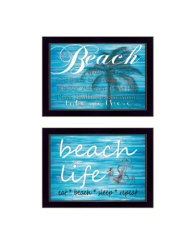 Trendy Decor 4u Beach Life 2-piece Vignette By Cindy Jacobs, Black Frame, 15" X 11" In Multi