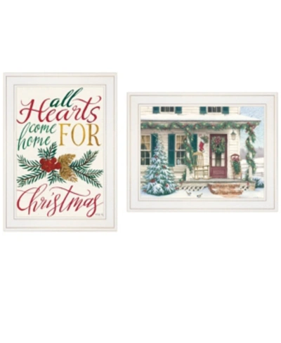 Trendy Decor 4u Come Home For Christmas 2-piece Vignette By Cindy Jacobs And Richard Cowdrey, White Frame, 15" X 19" In Multi