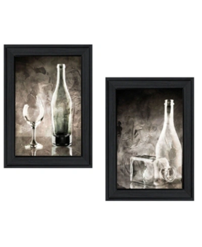 Trendy Decor 4u Moody Gray Glassware Still Life 2-piece Vignette By Bluebird Barn, Black Frame, 15" X 19" In Multi