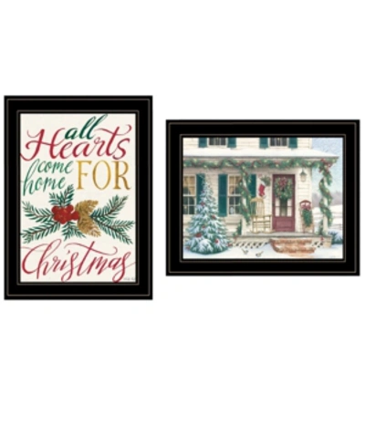 Trendy Decor 4u Come Home For Christmas 2-piece Vignette By Cindy Jacobs And Richard Cowdrey, Black Frame, 15" X 19" In Multi