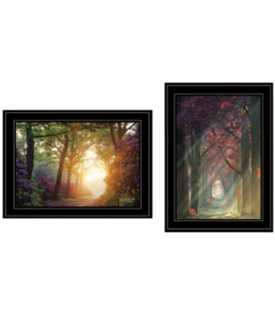 Trendy Decor 4u Path Of Happiness 2-piece Vignette By Martin Podt, Black Frame, 21" X 15" In Multi