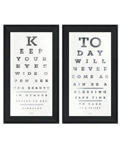 Trendy Decor 4u Eye Charts 2-piece Vignette By Marla Rae, Black Frame, 15" X 27" In Multi