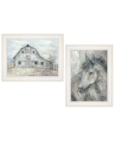 Trendy Decor 4u True Spirit Horses 2-piece Vignette By Debi Coules, White Frame, 15" X 19" In Multi