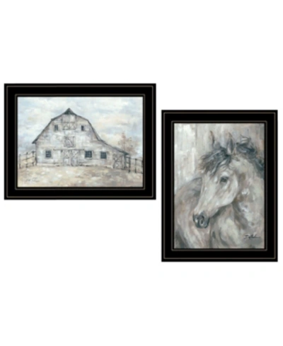 Trendy Decor 4u True Spirit Horses 2-piece Vignette By Debi Coules, Black Frame, 15" X 19" In Multi