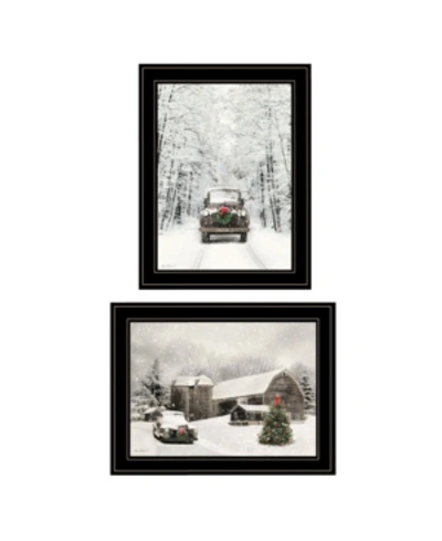 Trendy Decor 4u Antique Christmas 2-piece Vignette By Lori Deiter, Black Frame, 19" X 15" In Multi