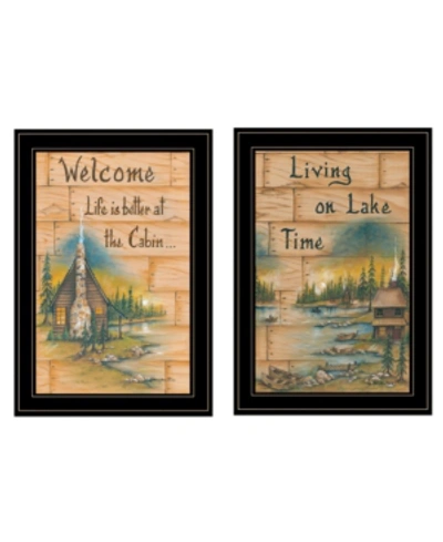 Trendy Decor 4u Living On The Lake 2-piece Vignette By Mary June, Black Frame, 15" X 21" In Multi