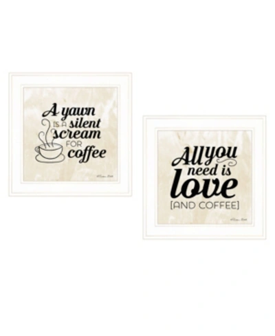 Trendy Decor 4u All You Need Is Coffee 2-piece Vignette By Susan Boyer, White Frame, 15" X 15" In Multi